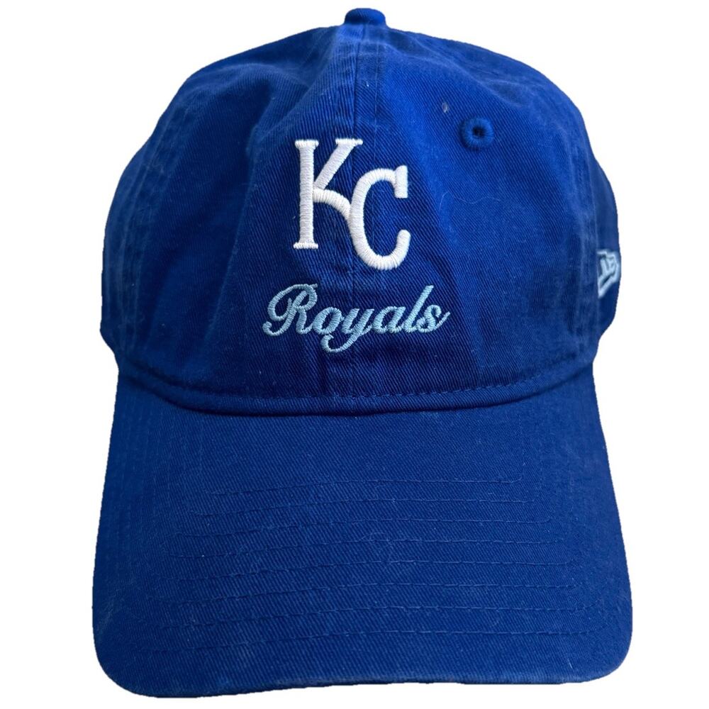 Kansas City Royals Cursive Strapback Blue Hat Cap Adjustable New Era 9Twenty EUC